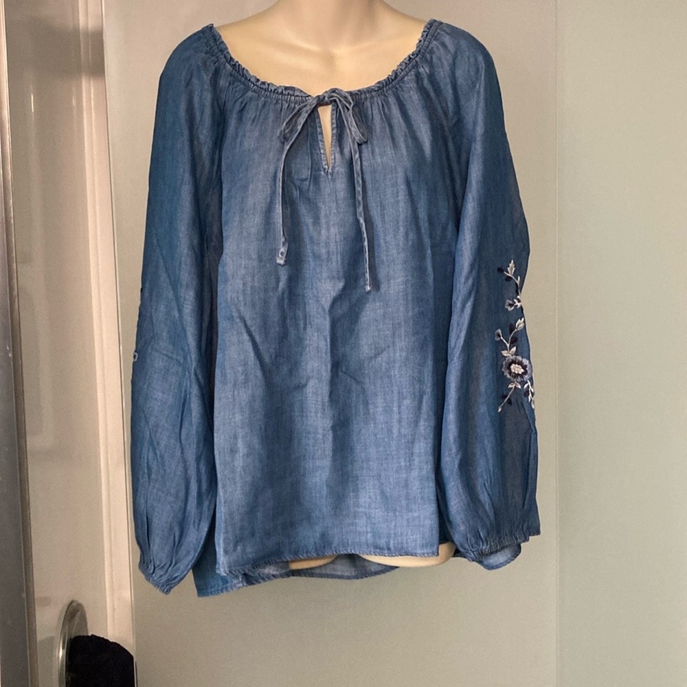 LC Lauren Conrad Blue Tie Front Blouse
